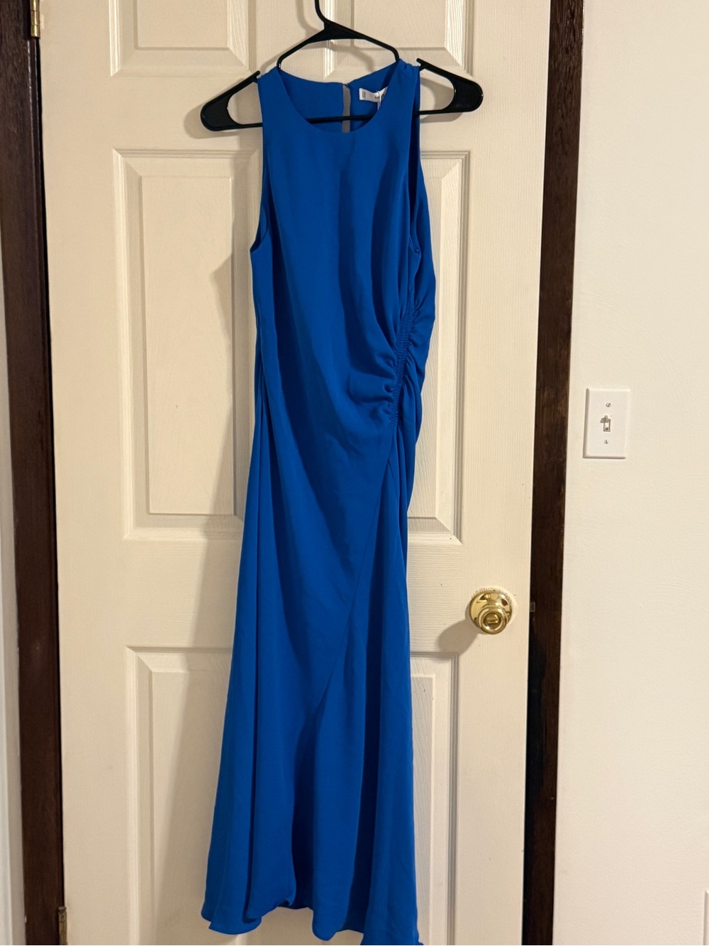Mango Sleeveless Cobalt Blue Maxi Dress with Side Ruching - Picture 5 of 10